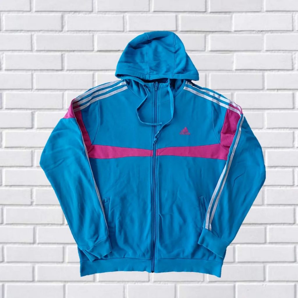 ZIP HOODIE ADIDAS COLOUR BLOCK ORIGINAL, SZ L-XL (SECOND BRANDED), HD0049