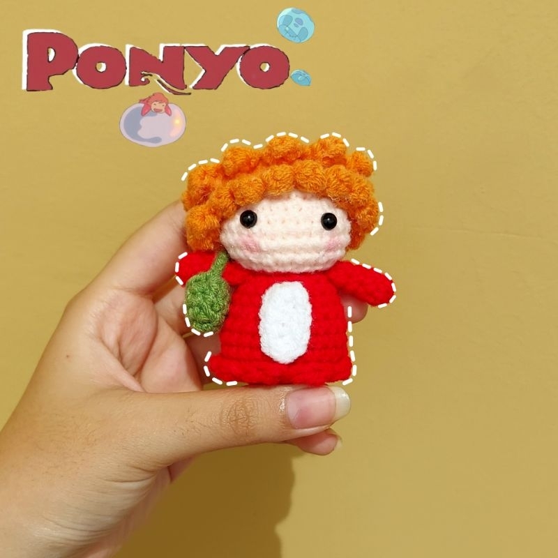 Amigurumi Ponyo Ghibli keychain | boneka rajut ghibli ponyo