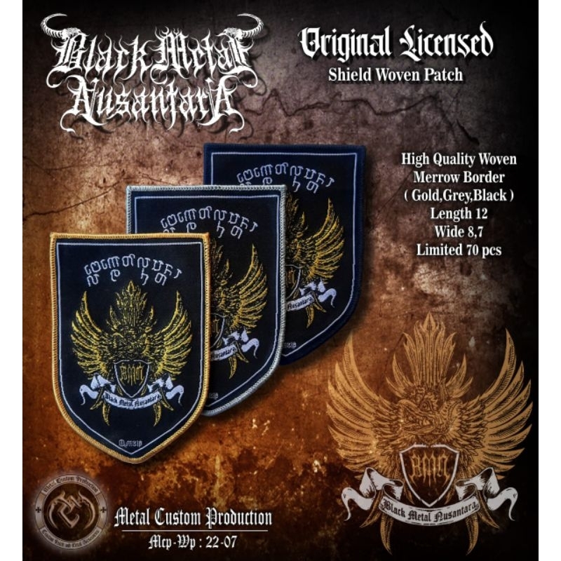 Woven Patch BMN Original / Black Metal Nusantara / Emblem Band Jahit / Emblem Band Metal / Woven Pat