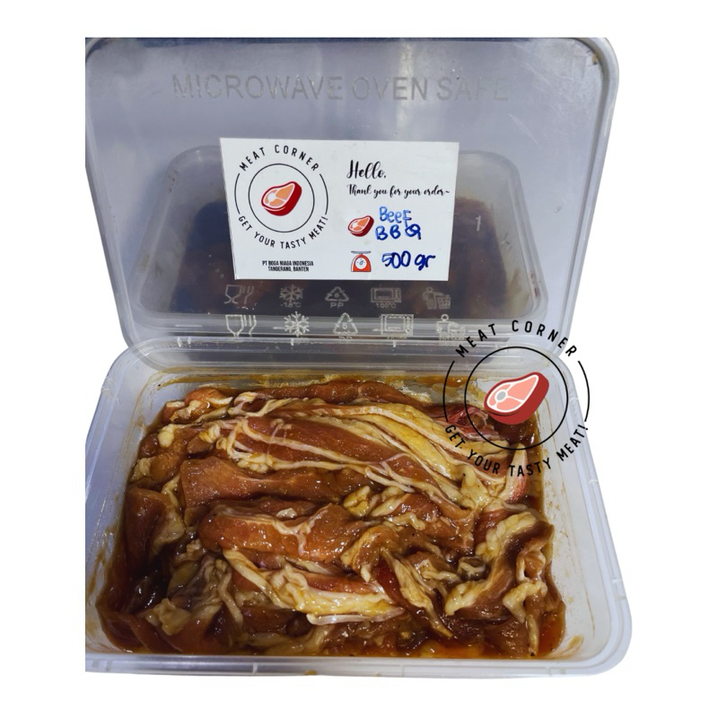 

Beef Slice Marinasi/ Daging Sapi Marinasi Barbeque/ Teriyaki/ Black Papper Meat Corner BNI