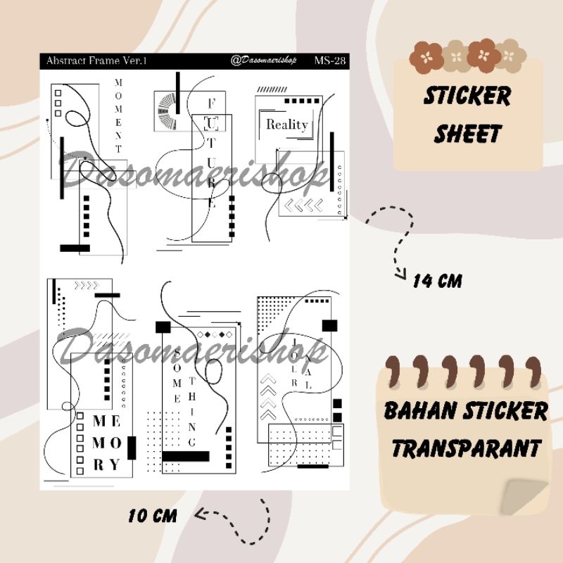 

Sticker Sheet Aesthetic Abstract Frame Stiker Abstract Modern Dekorasi Journaling Scrapbook Handmade by Dasomaerishop