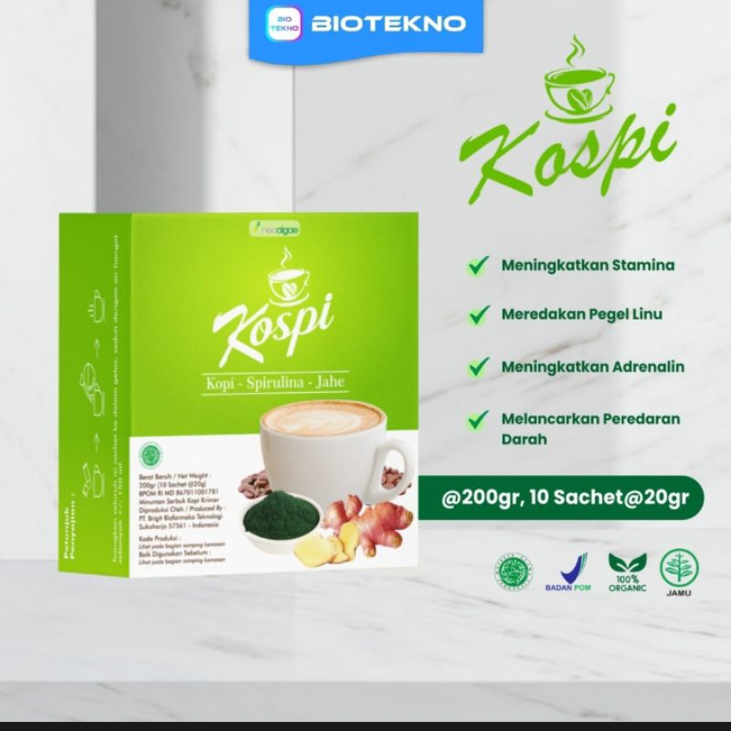 

BIOTEKNO Kospi 10 sachet dijamin ORI kopi instan dengan bahan alami, kopi stamina, kopi pegal linu, kopi kesehatan