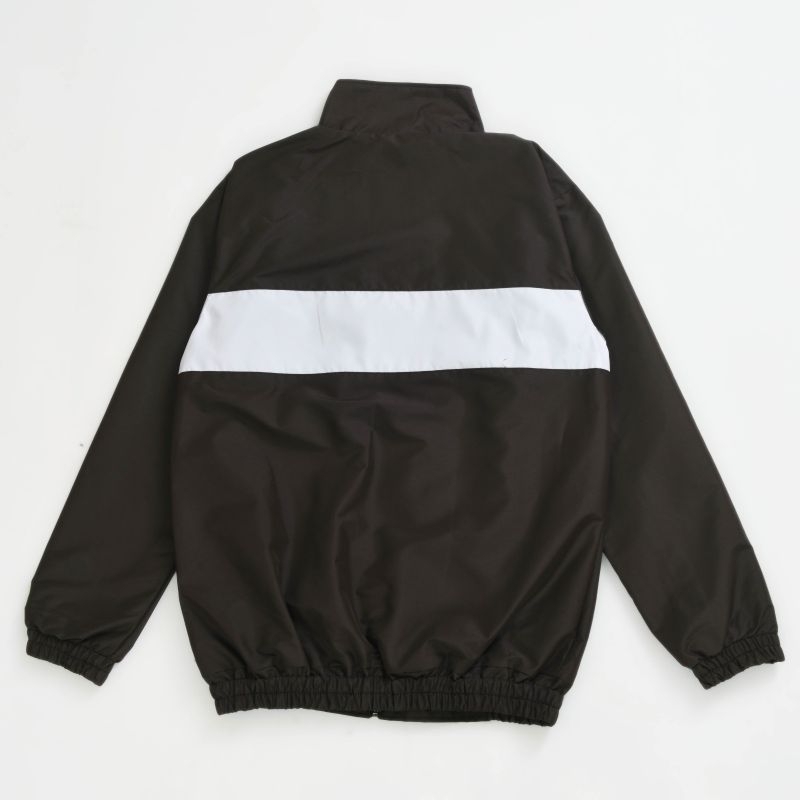 BESTPROMO Jaket Track Suit Hitam Putih/Jaket Parasut Distro Tracktop Suit/Jaket Ziper Track Suit