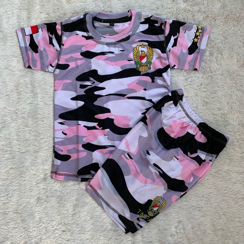 SETELAN JERSEY ANAK LENGAN PENDEK MOTIF LORENG | BAJU JERSEY ANAK TENTARA | SETELAN ANAK UNISEX LORE