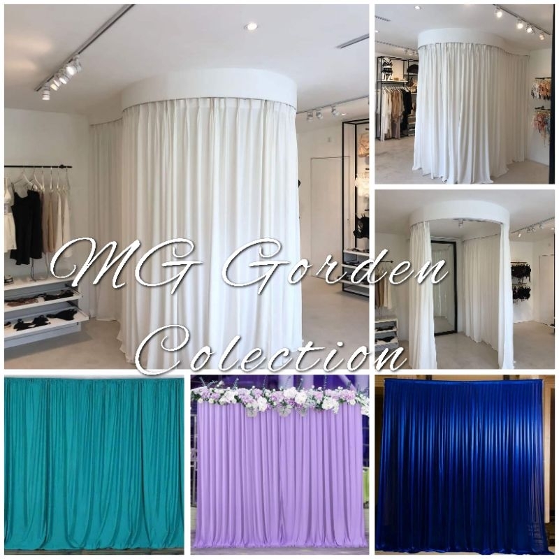 Gorden Sekat Ruang Ganti Tirai pelaminan Bahan Bekron Glossy Elastis Panjang2M×Lebar 4M