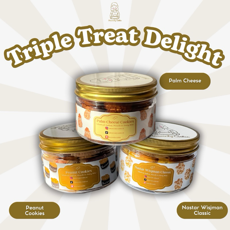 

[Bundle isi 3] Heavenly Cookie “Triple Treat Delight” : Palm Sugar Cheese + Nastar Wisjman Classic + Kue Kacang Jadul Tradisional