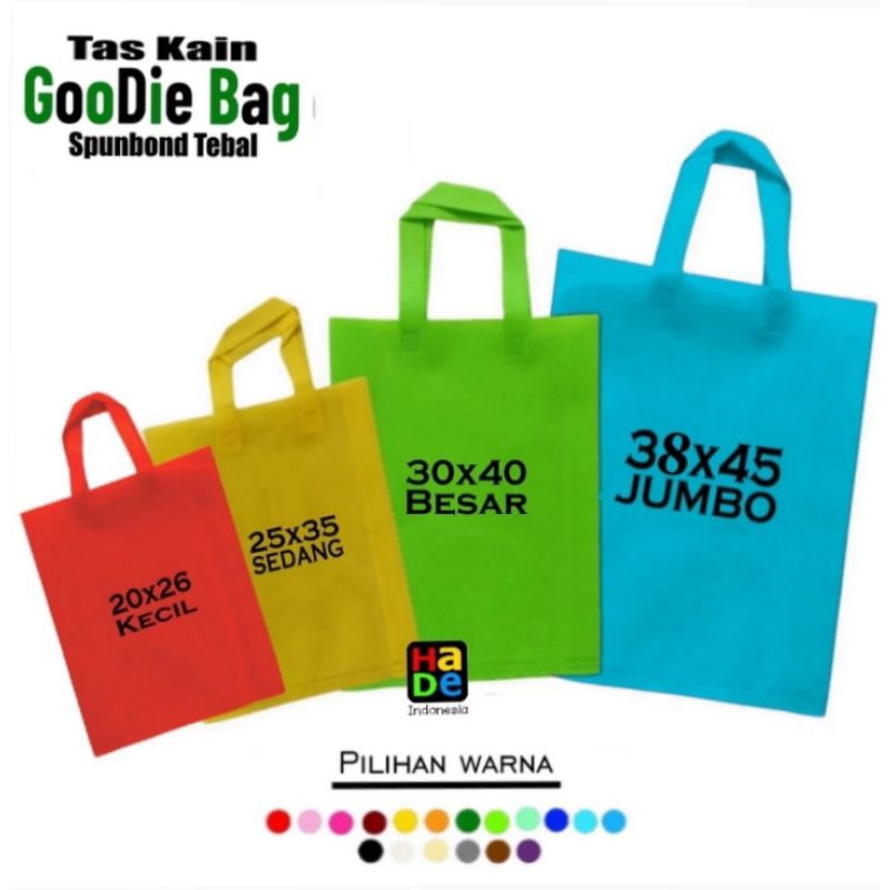 

Tas Kain Spundbond Goodie Bag 25x35 Polos 1 Lusin 12 Pcs