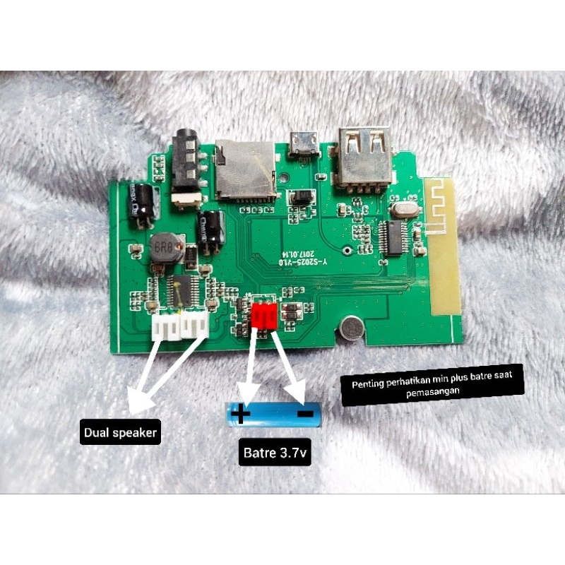 Modul mesin mp3 bluetooth Audio YS-2025 DUAL IC/SPEAKER Normal