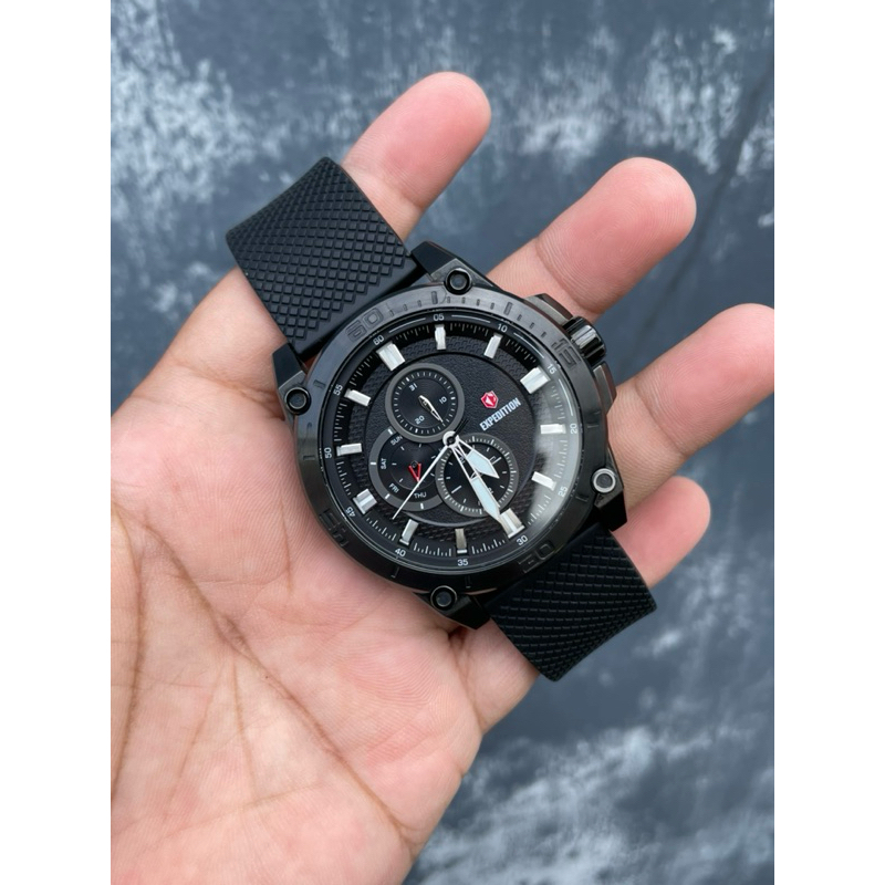 JAM TANGAN PRIA EXPEDITION E6783M QUARTZ MULTIFUNGSI ORIGINAL BLACK