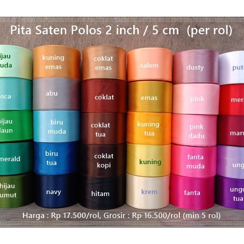 

Terbaik PSP13 Pita Saten Polos 2 inch per rol