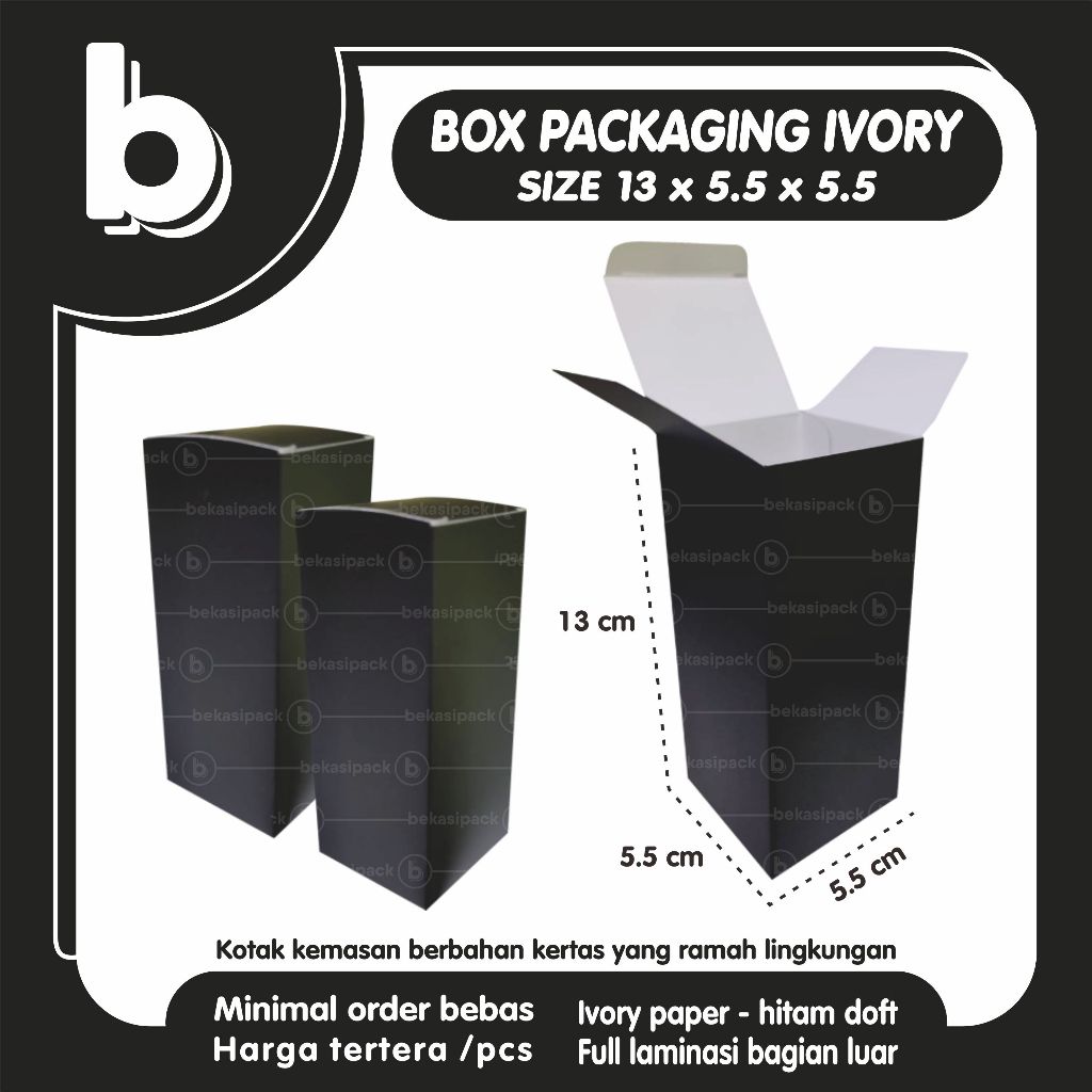 

Box Packaging Ivory Hitam Doft 13x5.5x5.5 I BPIHD00469