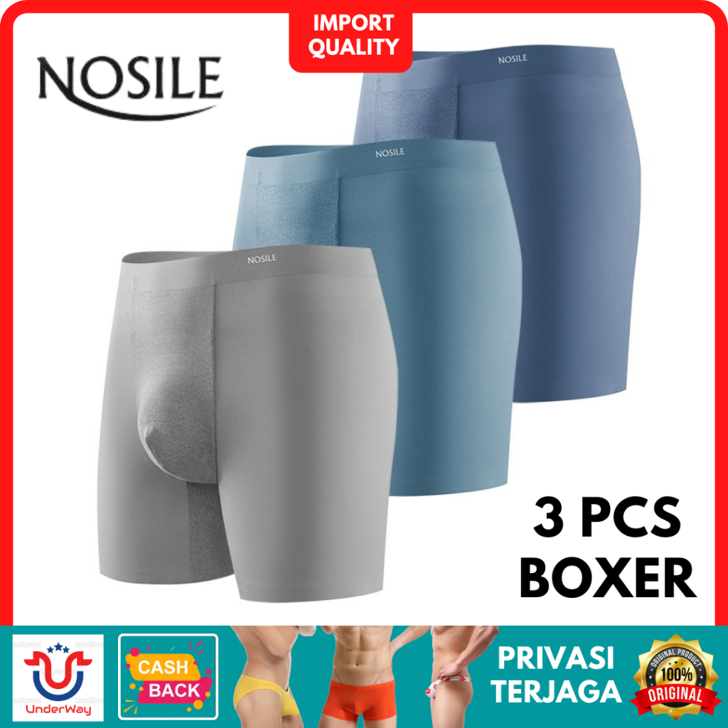 Celana Dalam Pria Boxer Panjang ISI 3PCS Sexy Long Boxer Underwear Sport Men Underpants