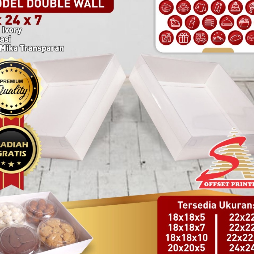 

Terbatas 24 x 24 x 7 Box Hampers tutup mikabox dus kemasan PuddingSpikuMarmer cakecakelapis legit