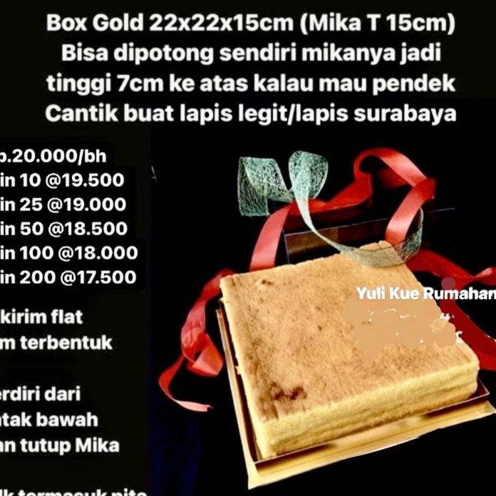 

KP8 Box Gold 22x22x15cm Box Gold Tutup Mika