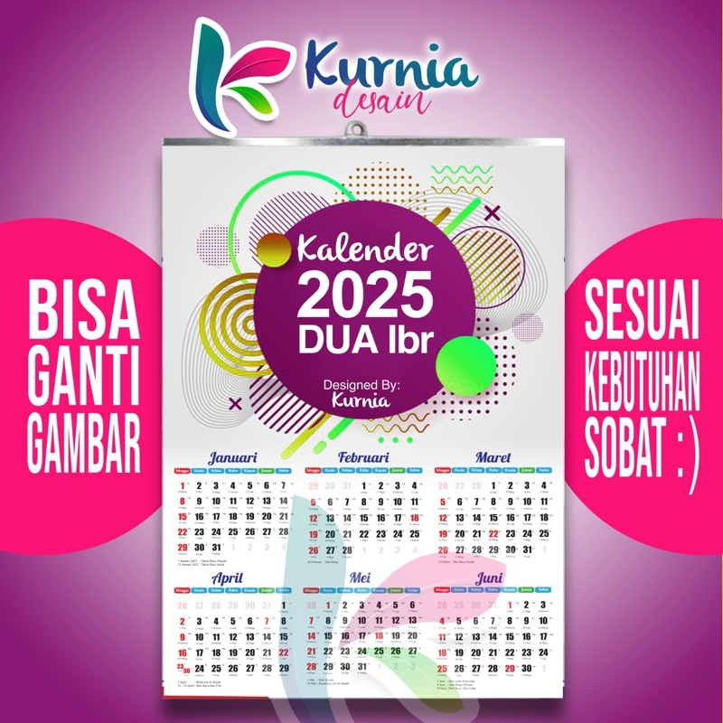 

Kalender 2025 Isi 2 Lbr/Kalender Dinding/Kalender Custom/Kalender Murah