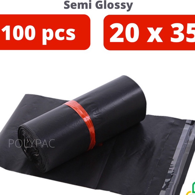 

FG2 Plastik Polymailer Hitam Semi Glossy LDPE 2x35 isi 1 Bungkus Plastik Packing Online Lem