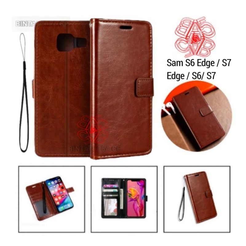 SAMSUNG S6 / S6 EDGE / S7 / S7 EDGE FLIP COVER CASING DOMPET KULIT