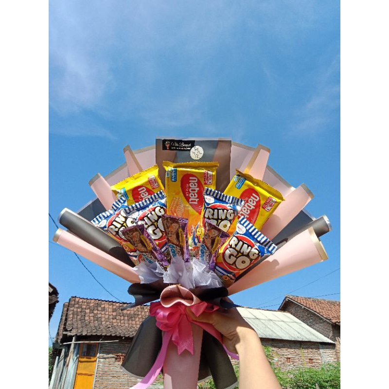 

buket snack, buket makanan, buket jajanan, (beli 20 pcs gratis 1 pcs), snack buket