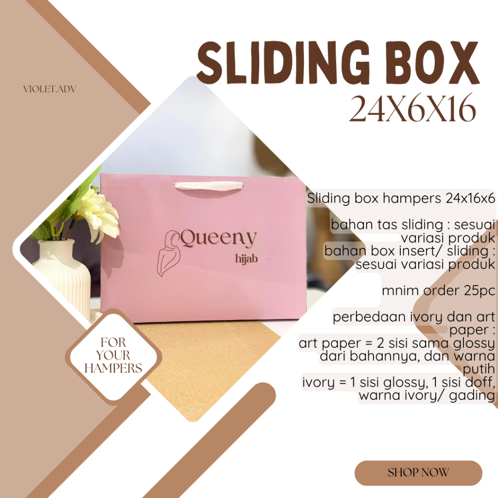 

Sliding box hampers 24x6x16