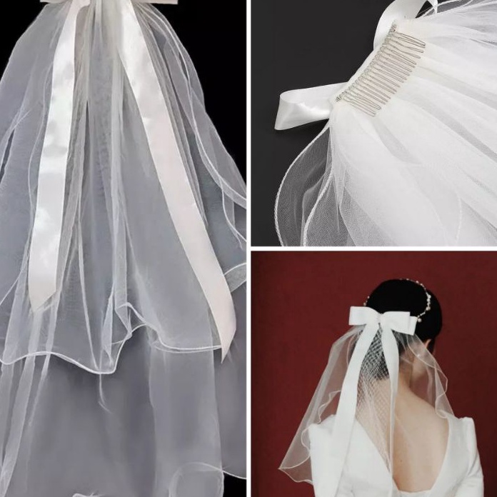 HJ6 kain veil pengantin  sunggar penutup kepala hiasan head aksesoris bride to be bridal shower band