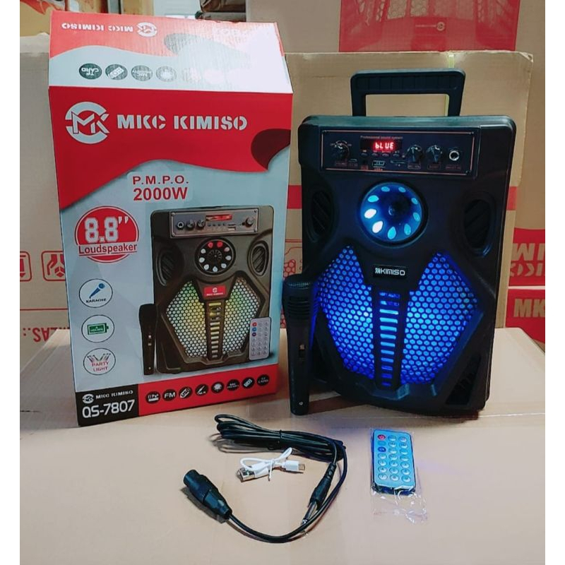 Speaker bluetooth portable QS-7807 8,8inch free mic