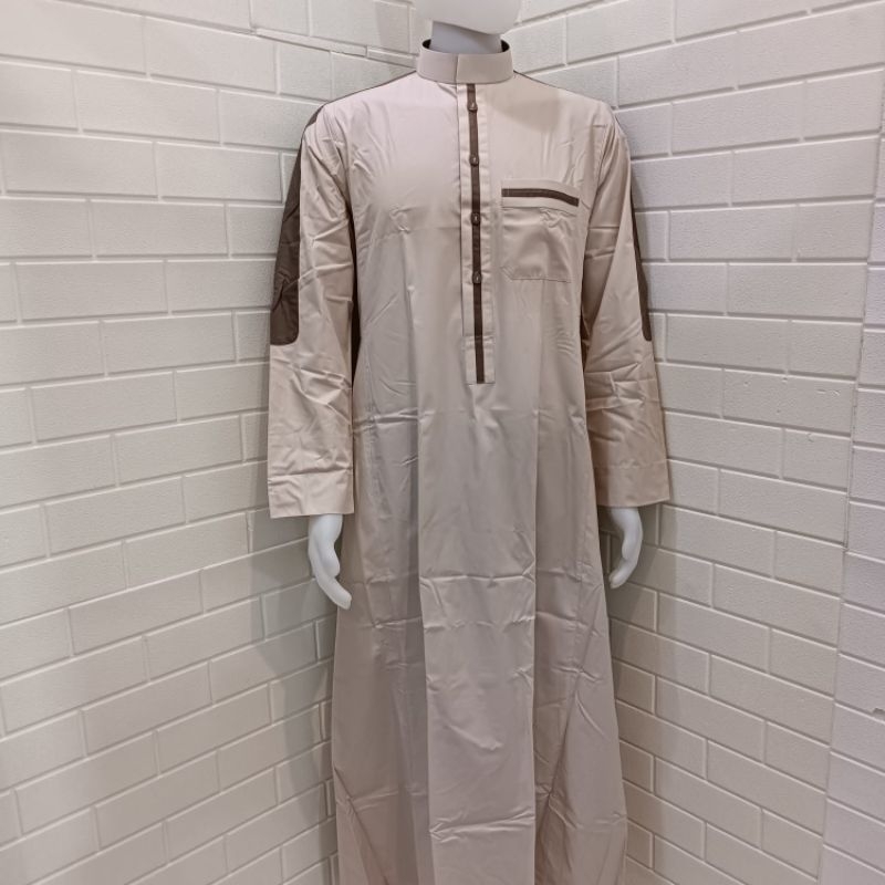 Jubah Gamis Import Saudi Premium Rawat Al-Safa Pria Motif Polos Kancing Lengan Panjang Cuff (Pakai K