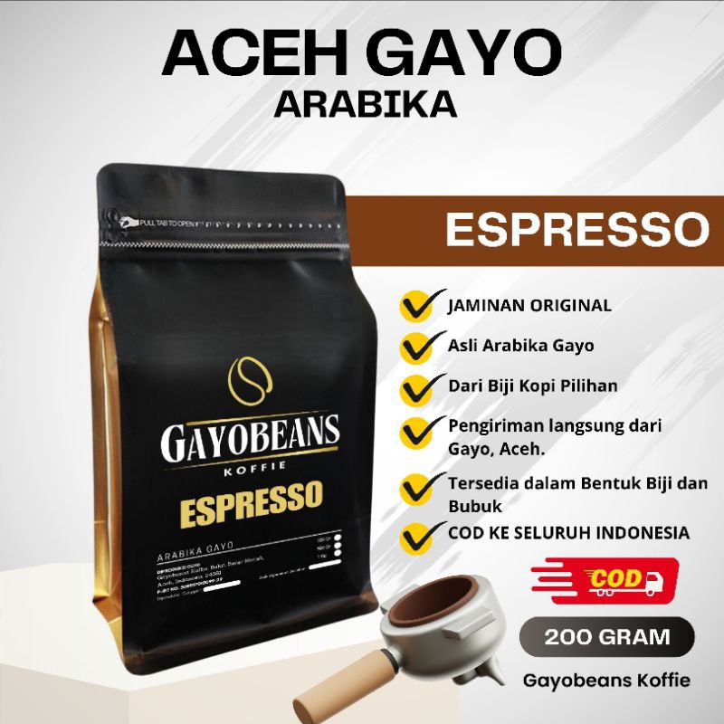 

KOPI GAYO ESPRESSO ARABIKA GAYO ACEH GAYOBEAN KOFFIE ESPRESSO BASE 200gr