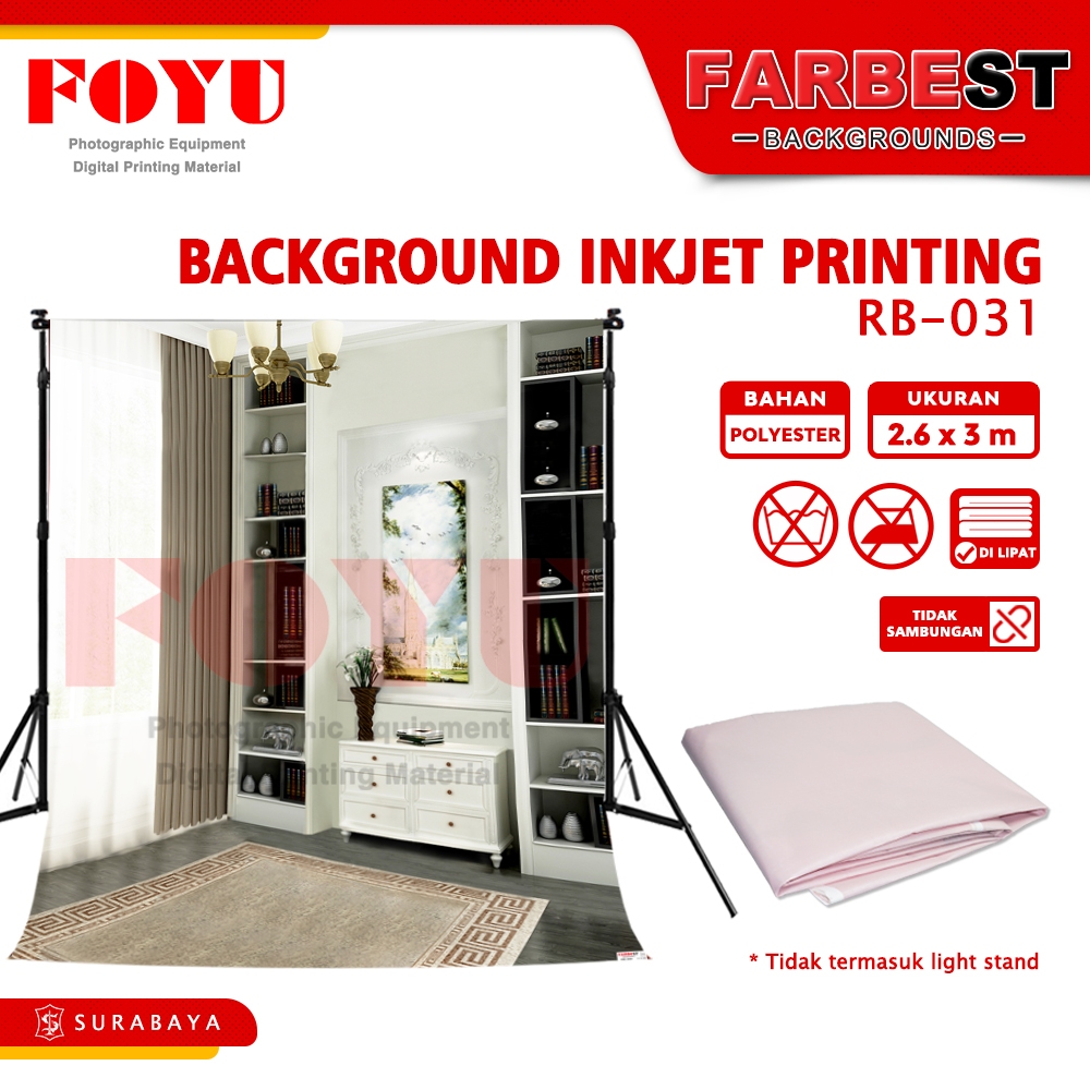 Background Backdrop Foto Photo Studio Inkjet Ukuran 2.6x3 M Meter Wisuda Graduation Gambar Rak Buku 