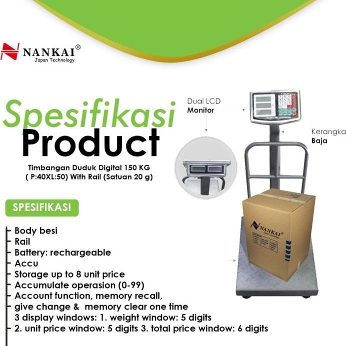 Timbangan Duduk Digital Rail Nankai 300Kg / Timbangan Nankai 300 kg - NANKAI 300KG