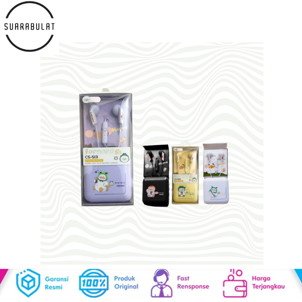 [CS513] Set Headset Earphone Motif Wadah Earphone Persegi Kartun Lucu