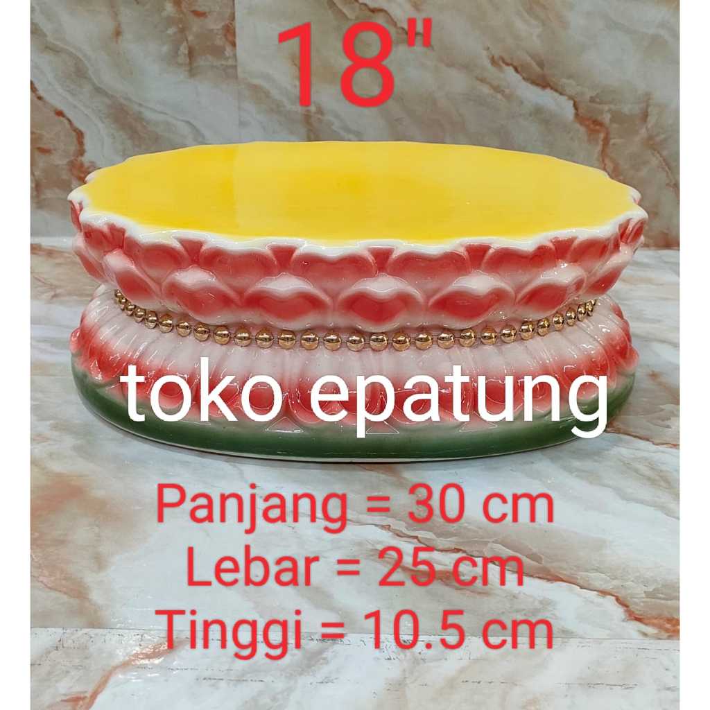 tatakan teratai / dudukan patung dewi kwan im - motif teratai - fiber - 18 inch -g24