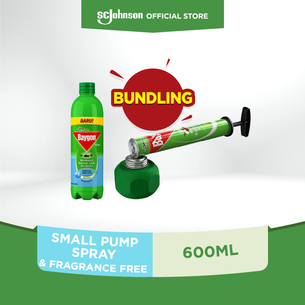 Baygon Small Pump Spray + Liquid Spray Fragrance Free 600 ml