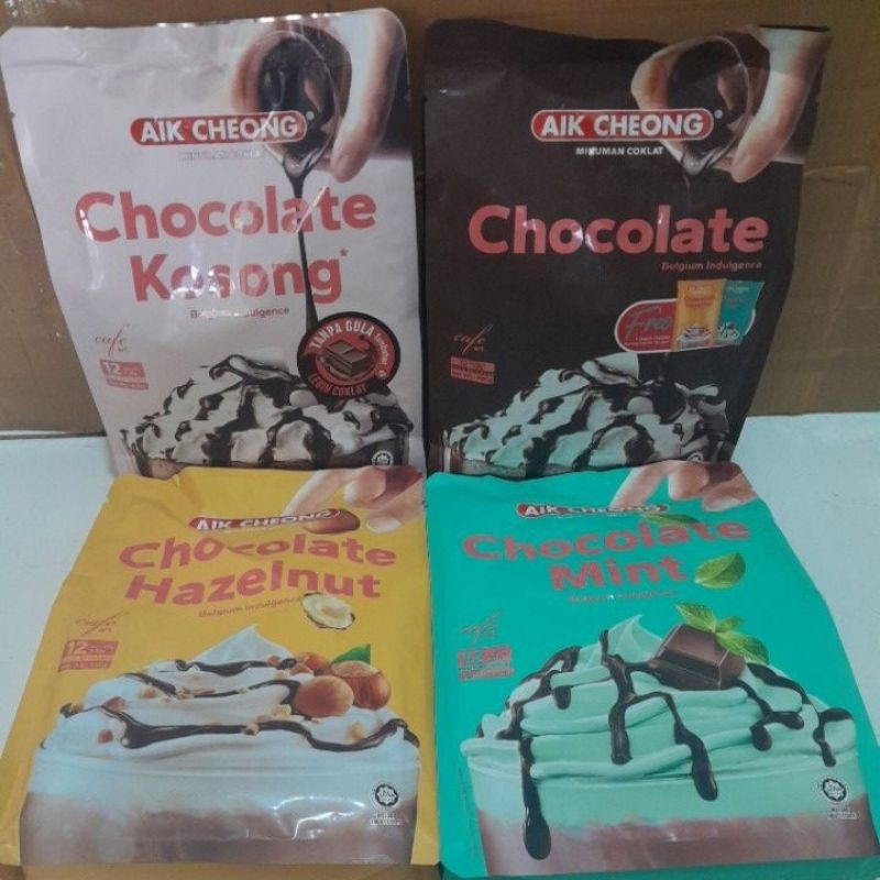 

AIK CHEONG CHOCOLATE MINT / CHOCOLATE HAZELNUT / CHOCOLATE ORIGINAL / CHOCOLATE KOSONG ISI 12 SACHET