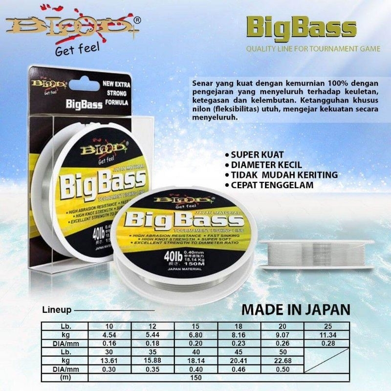 Senar pancing blood-x BIGBASS tournament fishingline