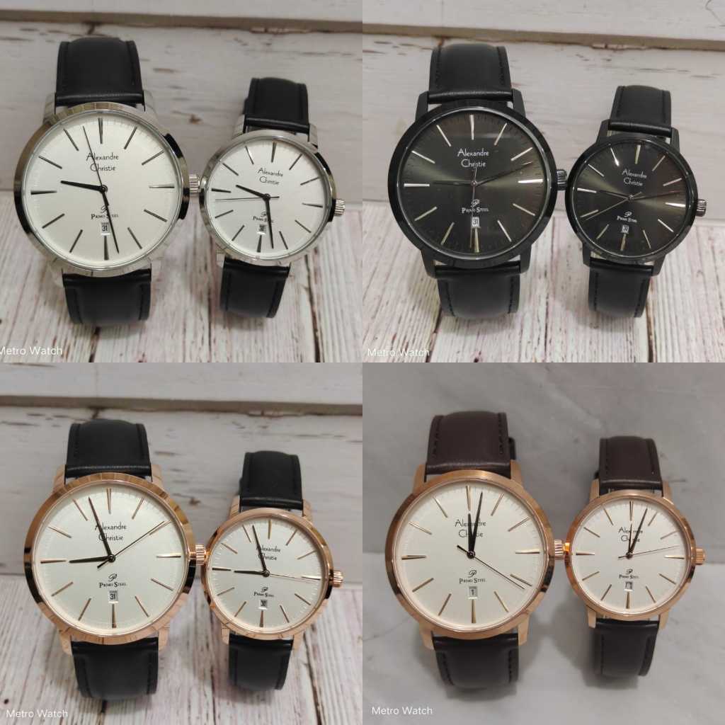 Jam Couple Alexandre Christie AC1028 AC 1028 Leather Original Garansi Resmi Alexander Christi