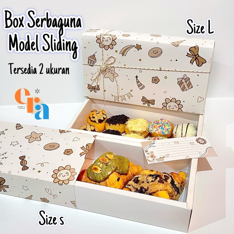 Box Brownies Model Sliding Motif | Box Pastry | Dus Croissant | Dus 2 Toples 250 gr | Dus Kue Browni