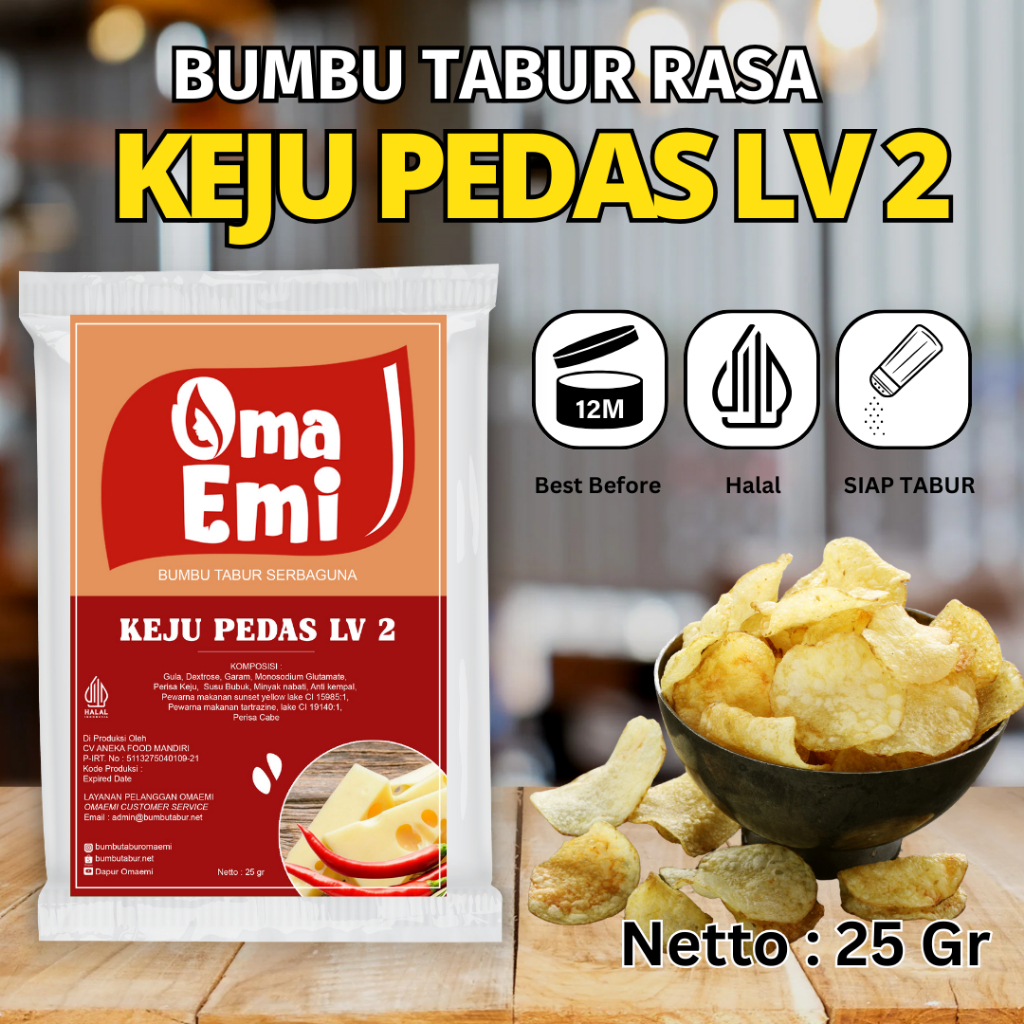 

Bumbu Tabur Rasa {KEJU PEDAS LV 2} / {KEJU PEDAS LV 2} 25 gr