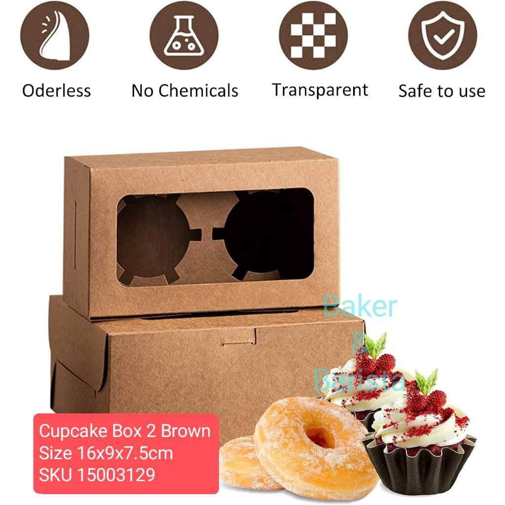 

Cupcake Box 2 Brown No Handle kotak dus cup cake impor premium Kraft box gitf box Multi Purpose