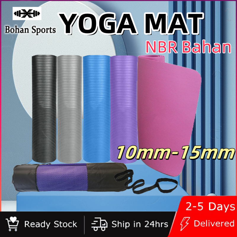 BOFEI Matras Yoga Anti Slip Mat Gym Mat Premium Pvc Tebal 10mm-15mm Import Alas Yoga Olahraga