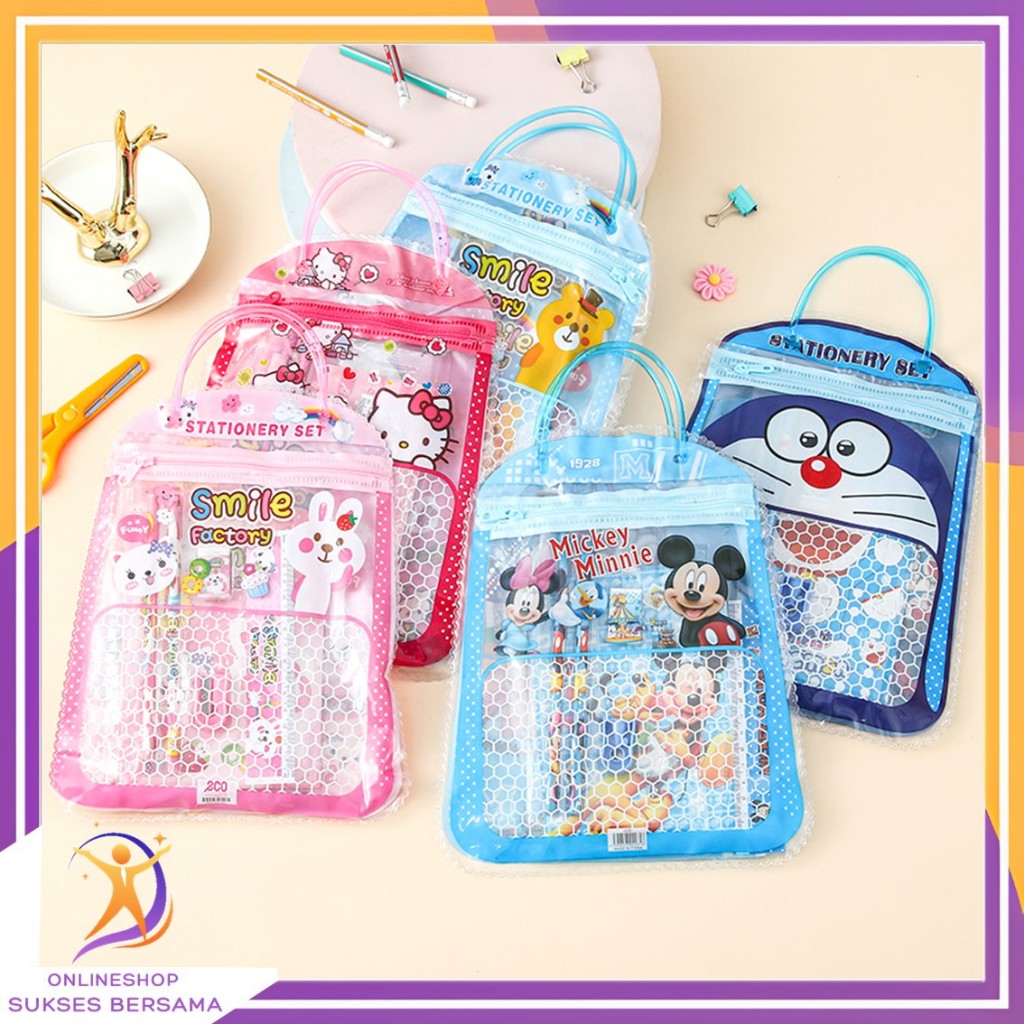 

OSB Stationery Set 6 in 1 Free Bag Alat Tulis Anak Sekolah Buku Pulpen Penghapus Pengaris