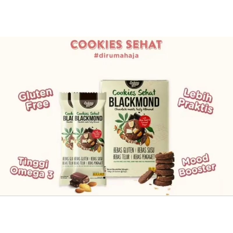 

Cookies Sehat BlackMond isi 6 Sachet x33gr Snacks Biskuit Coklat Almond