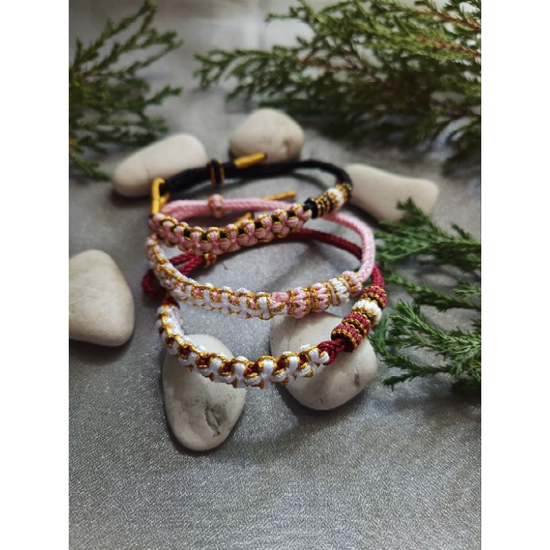 gelang tangan tali serut bunga kepang samping