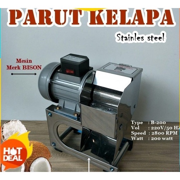 KODE E44C PARUTAN KELAPA BISON MINI DAYA CORONG MERK BISON STEINLESS