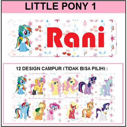 

STIKER STICKER LABEL NAMA WATERPROOF BASIC: LITTLE PONY 1