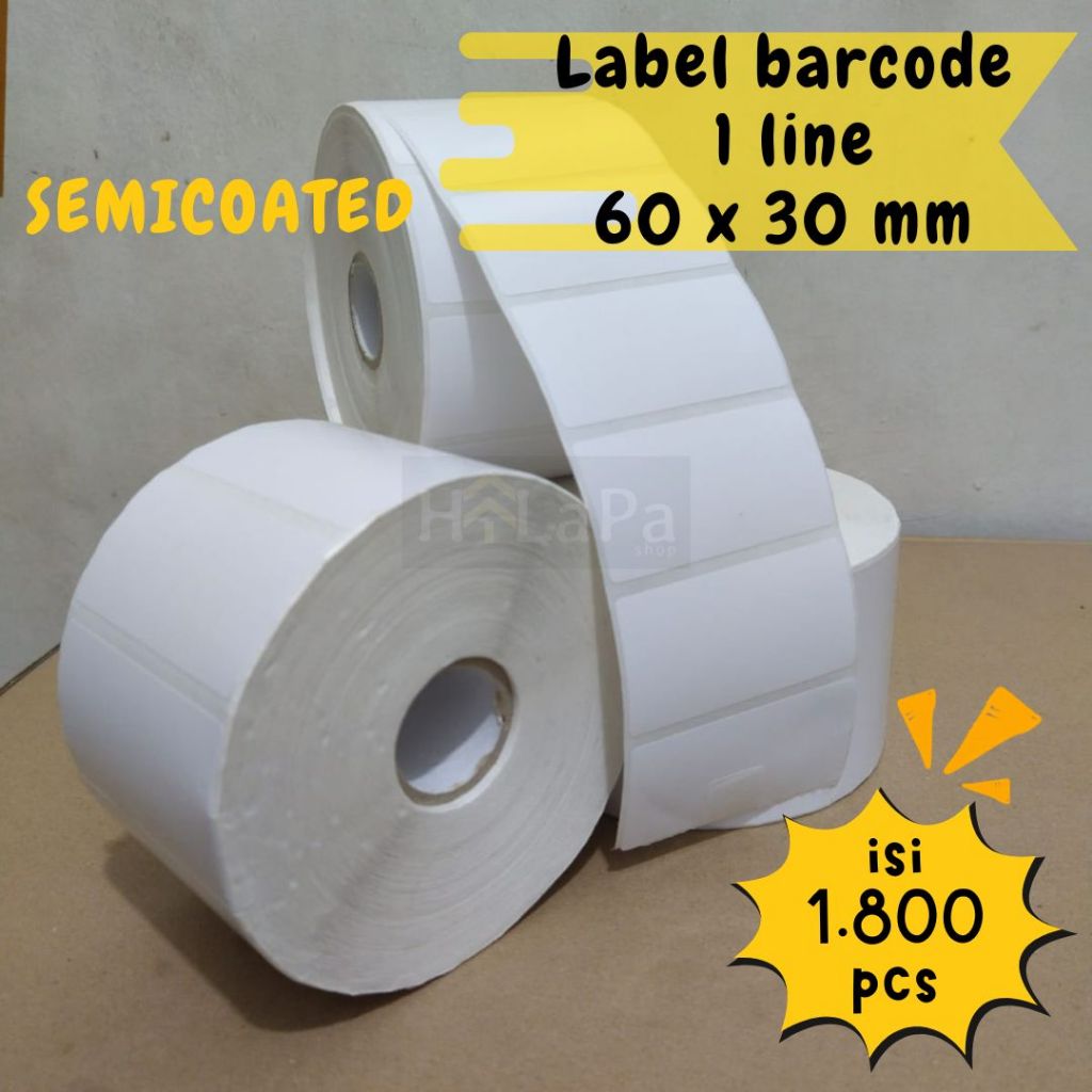 

Stiker Label Barcode 60x30 bahan semicoat Kertas Sticker Barcode 60 x 30 mm isi 1.800 pcs