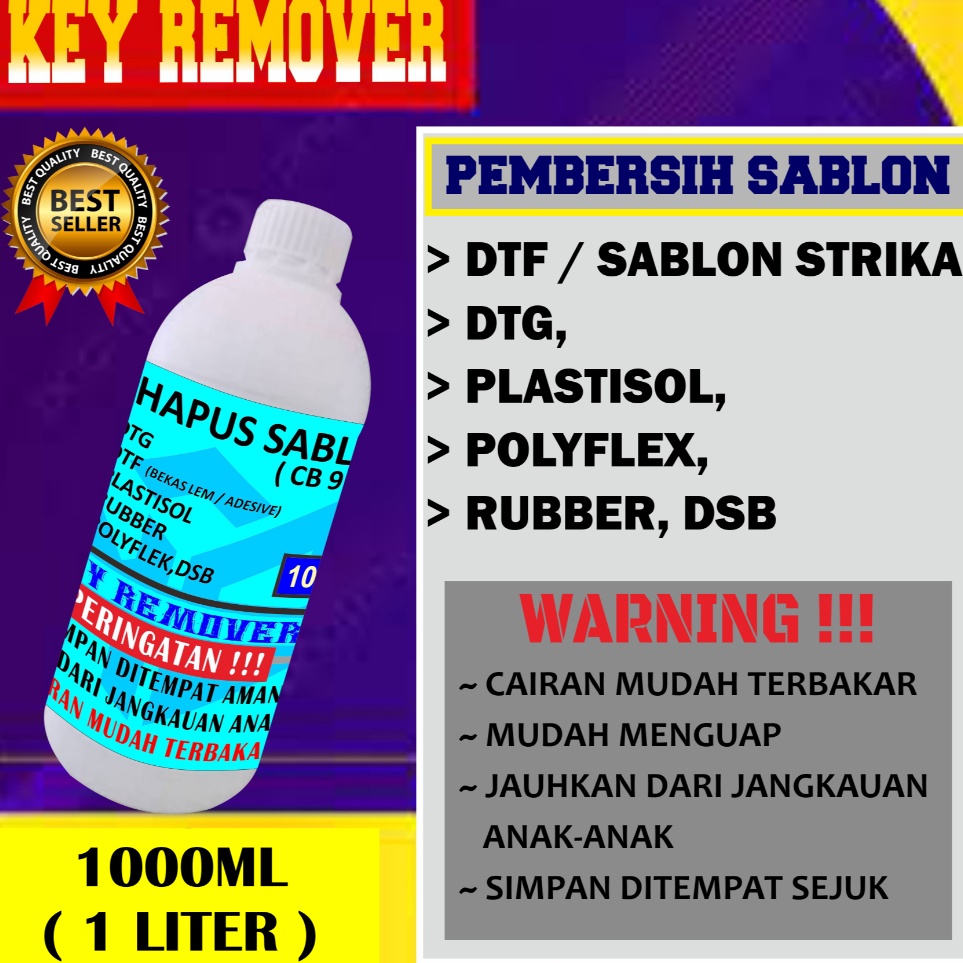

1MLKEY REMOVER CAIRAN PEMBERSIH SABLON CLEANER PENGHAPUS SABLON CAIRAN PENGHAPUS SABLON DTF RUBBER PLASTISOL POLIFLEX DSB KODE P7J5