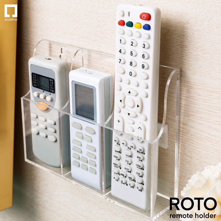 KODE K37U Tempat Penyimpanan Remote AC ROTO Remot TV Holder Hp Handphone Holder Sekat Akrilik Tempel
