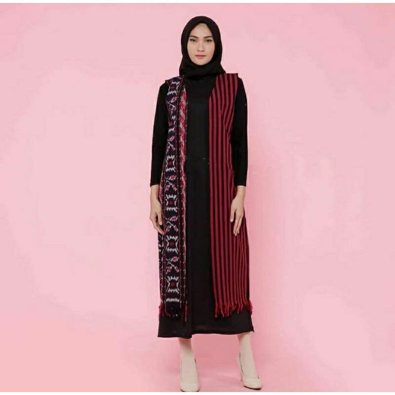 OUTER CARDIGAN WANITA TENUN LOMBOK WARNA MERAH MARUN