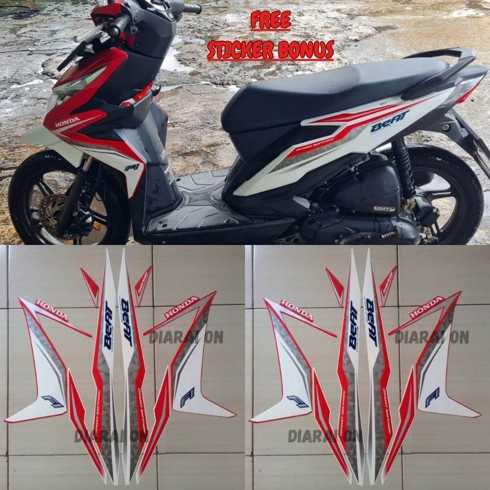 Striping Stiker Honda Beat Fi 2017 - Beat Fi Iss 2017 Merah Putih Murah