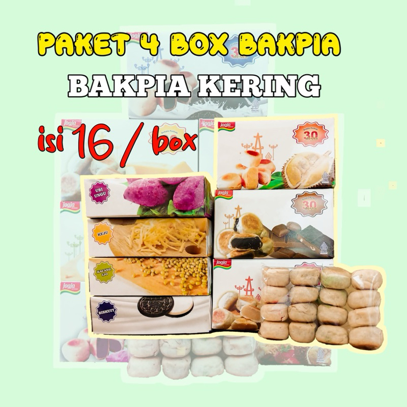 

PAKET 4 BOX BAKPIA KERING ISI 16biji/box